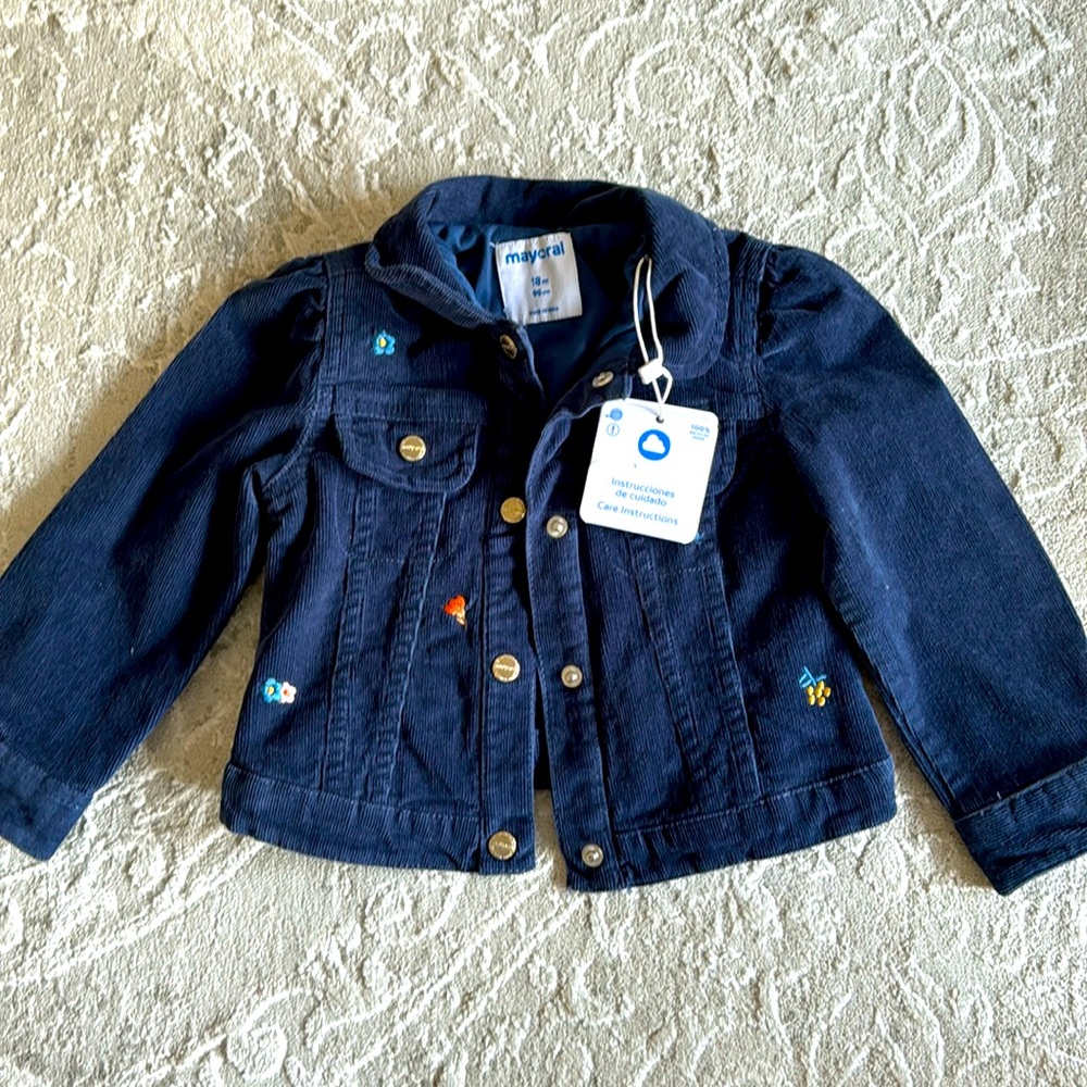 Mayoral Blue Corduroy Embroidered Jacket (18m)